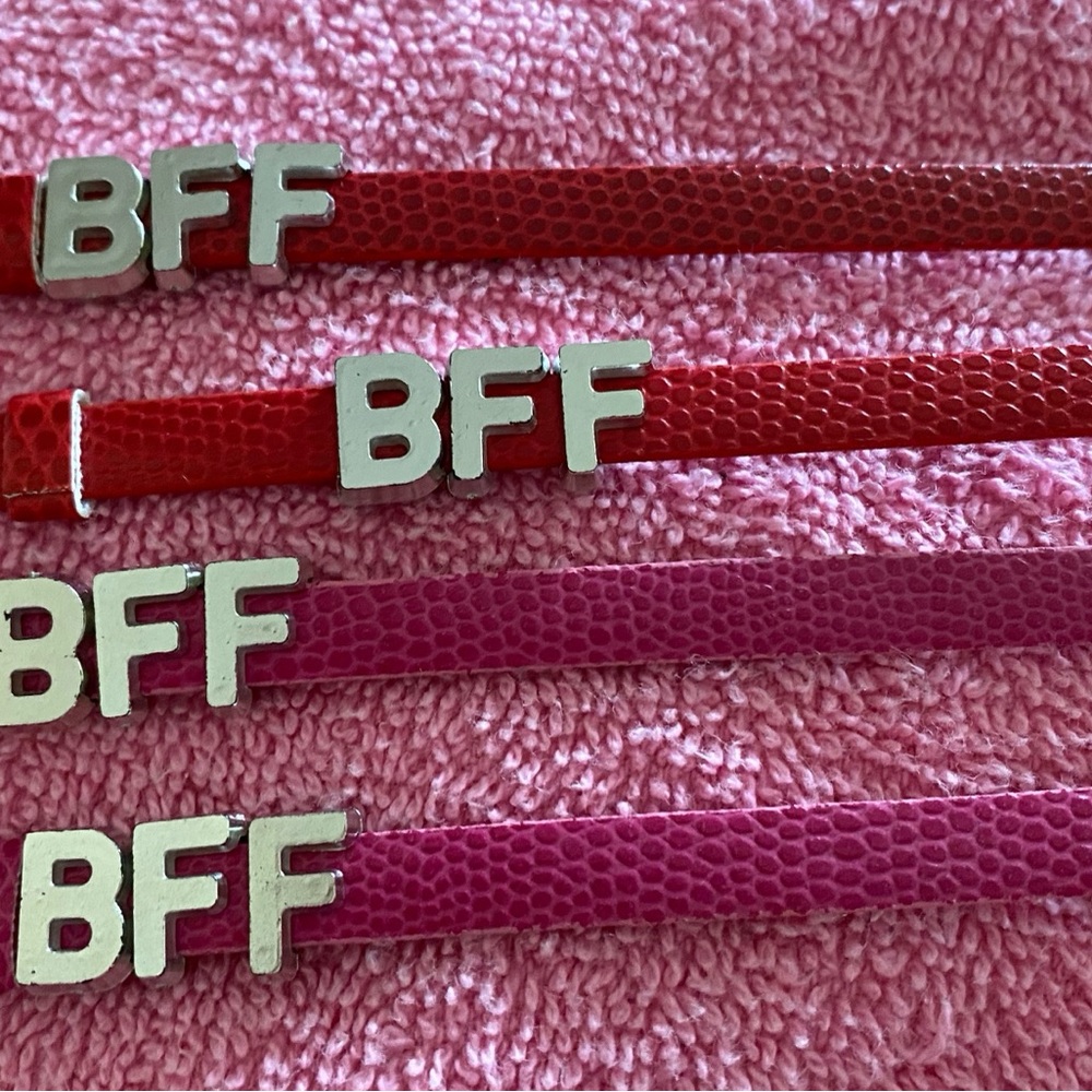 1-Bracelets Leather with BFF Silver charms